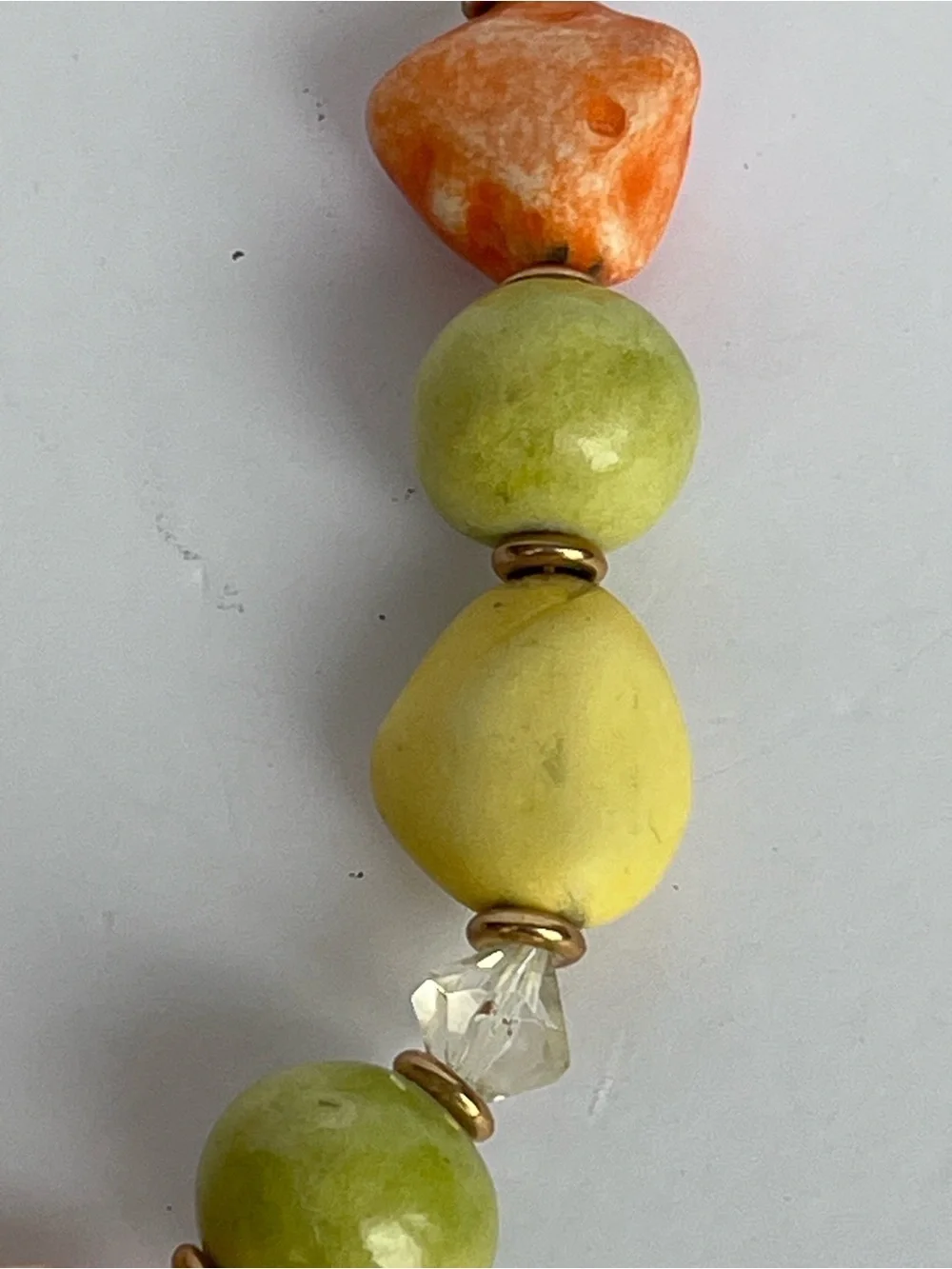 Vintage Les Bernard Orange Yellow Green Chunky Beaded Necklace Mod 80’s